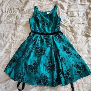 Rare Editions teal green floral dress size 14